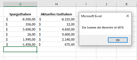 vba summenfunktion ergebnis