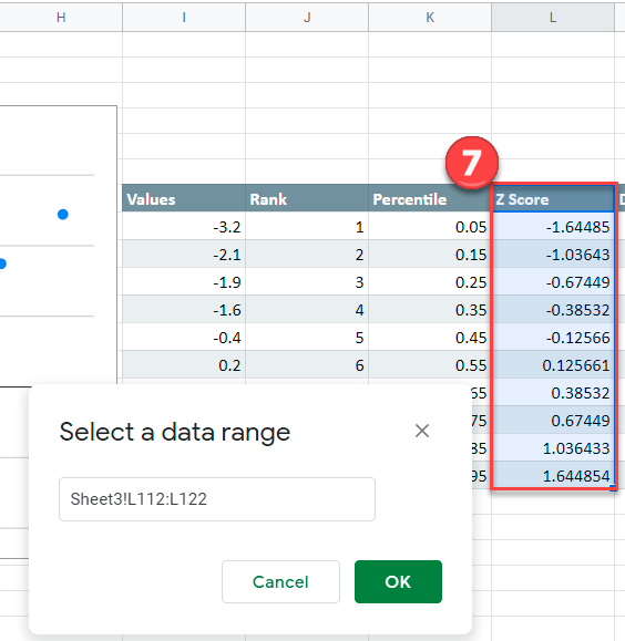 Add X Axis to Q Q Graph in Google Sheets