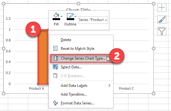 Change the Series Chart Type for the Dot Plot Graph in Excel