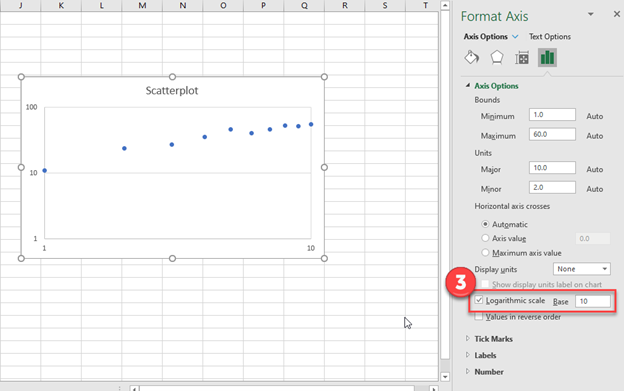 Change Y Axis to Logarithmic Scale in Excel