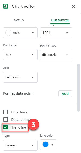 Check Trendline for Q Q Graph in Google Sheets