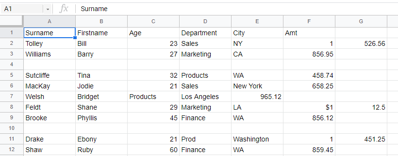 clean data gs imported data