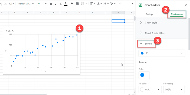 Create Trendline for Residual Plot for X Y Series in Google Sheets