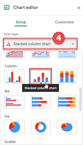Creating Stacked Column Graph Floating Bar Graph in Google Sheets