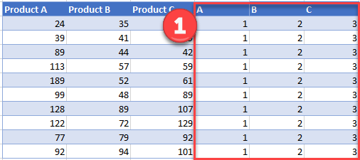 Customize Table for Dot Plot Graph in Excel