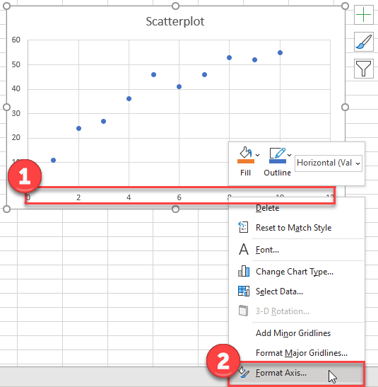 Format X Axis for Log Log Plot in Excel