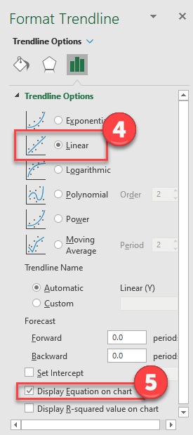 Create Linear Trendline and Display Equation for Trendline Excel