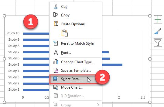 Select Data for Forest Graph in Excel