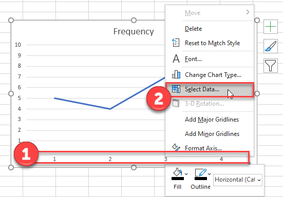 Update Horizontal X Axis for Frequency Polygon Graph Excel