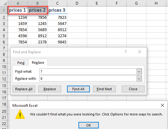 excel find not working 4