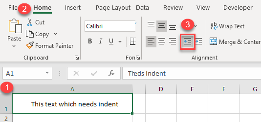 excel increase cell indent 4