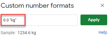 google sheets add units to numbers 2