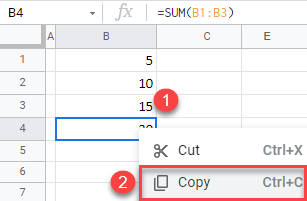 google sheets copy number not formula 1