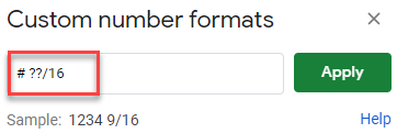 google sheets display fraction without reducing 3