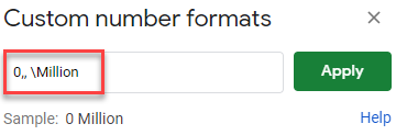 google sheets millions number format 2