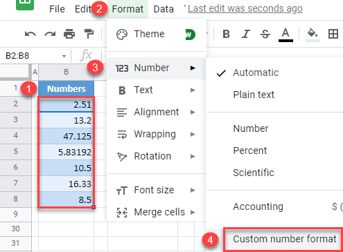 google sheets remove decimals cell formatting 1