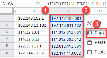 google sheets sort ip address 2