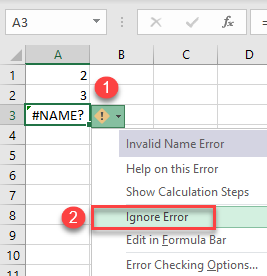 ignore formula error 1