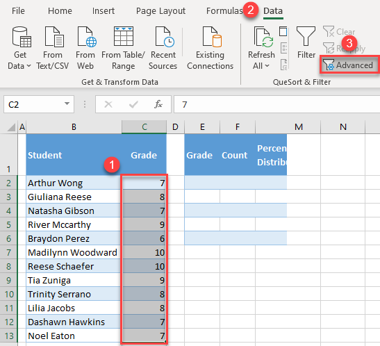 percent frequency distribution 9