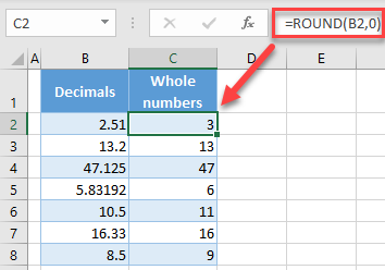 remove decimals with rounding 1