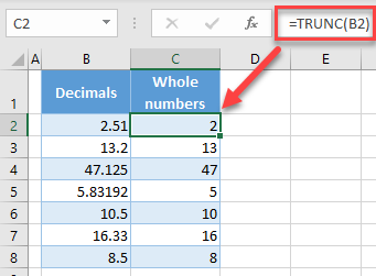 remove decimals without rounding 1