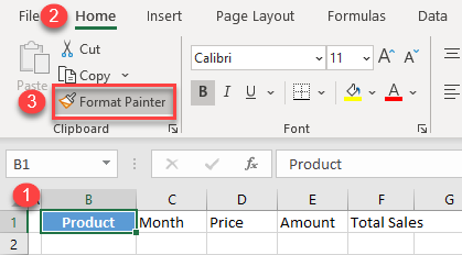 use format painter for multiple cells 1
