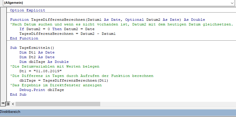 vba funktion optionale parameter