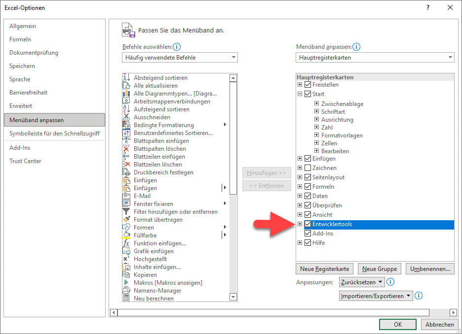 vba powerpoint entwicklertools registerkarte