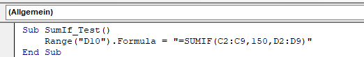 vba sumif beispiel statisch