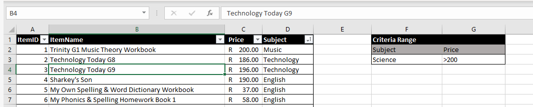 advancedfilter criteria