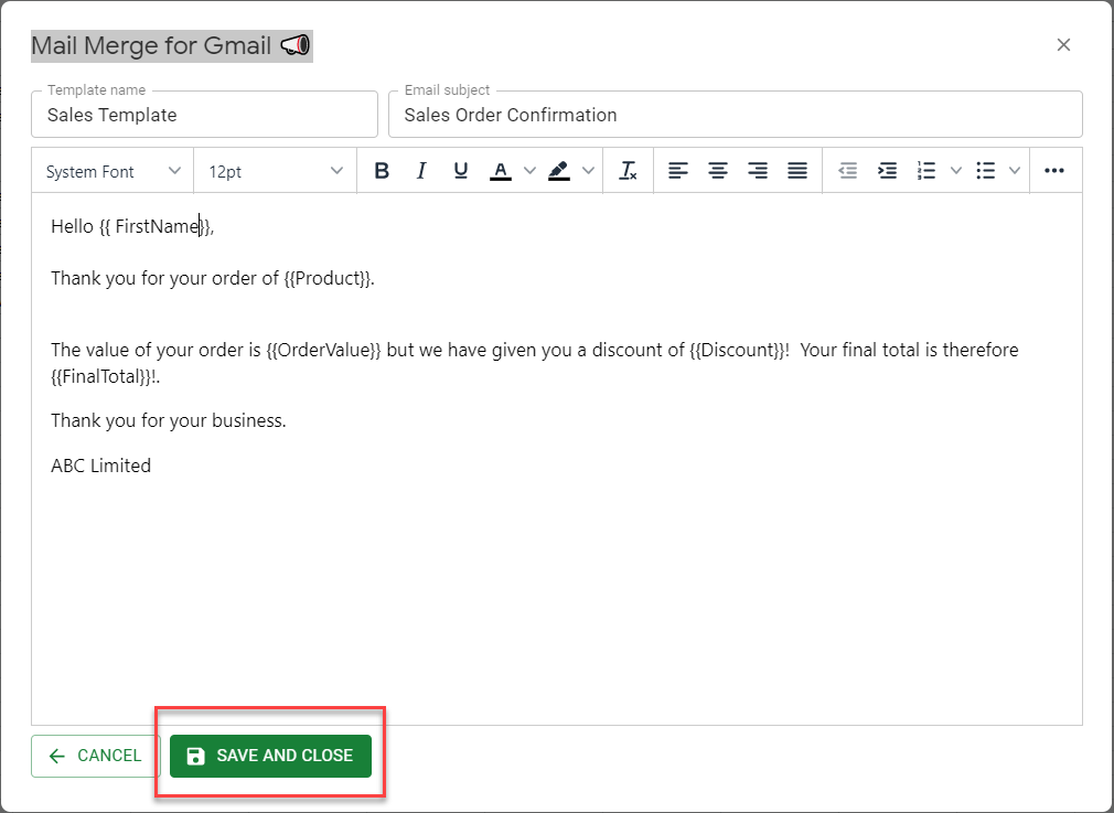 BulkEmail gmail edit template