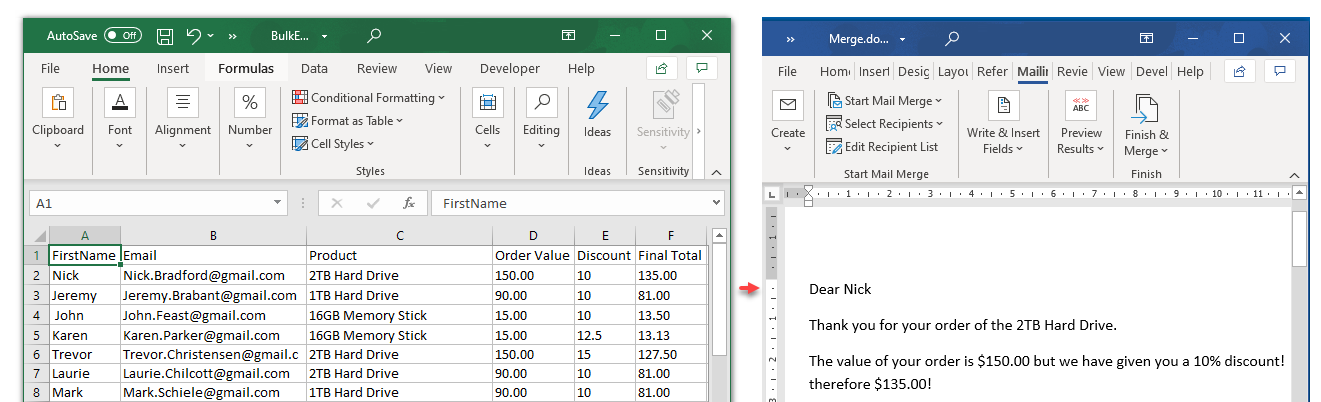 BulkEmail list to merge