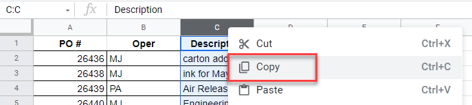 CopyCells gs column select