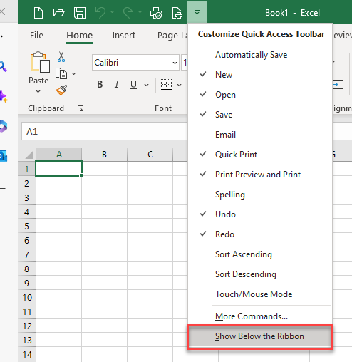 customribbon quickaccess show below ribbon