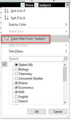 FilterData clearfilter