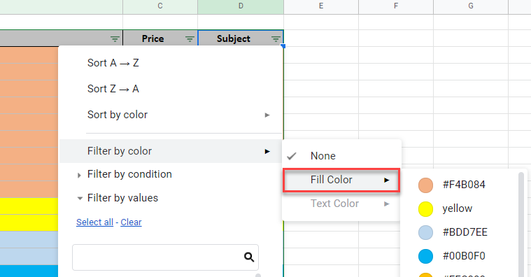 FilterData gs filterbycolor