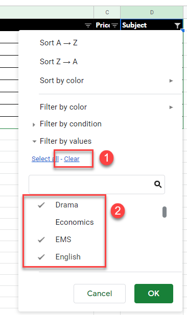 FilterData gs select data