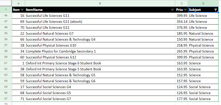 FilterData gs showscience