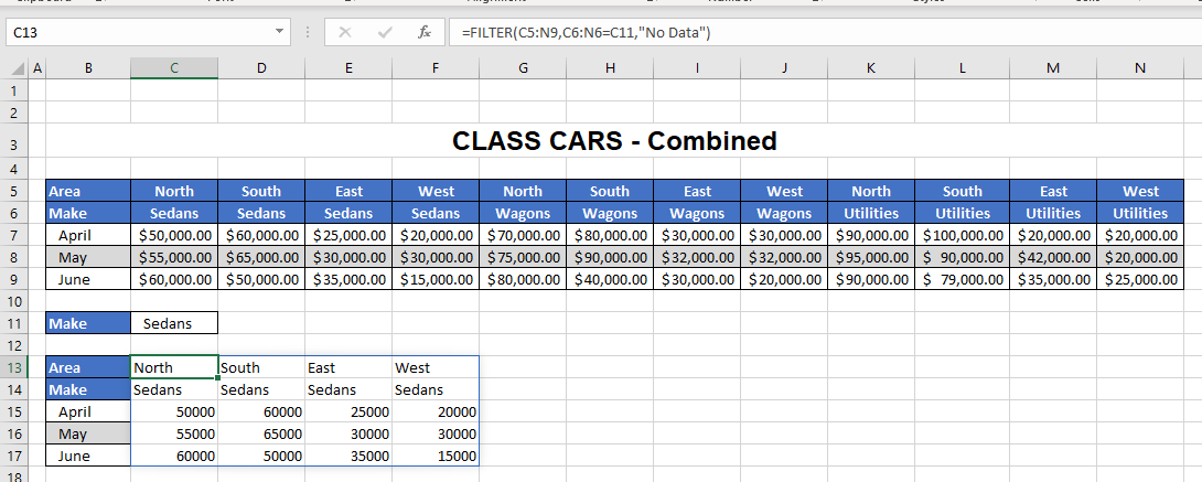 HorizontalFilter filter sedans