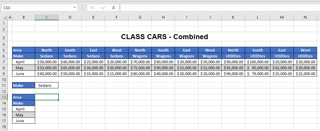 HorizontalFilter filter worksheet