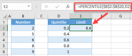 calculate quintiles 2