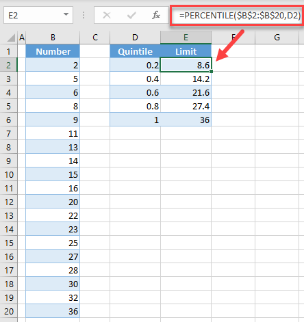 calculate quintiles 3