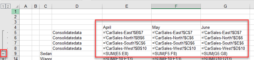 consolidatedata show formulas