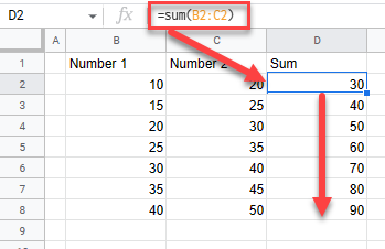 copy formula down gs