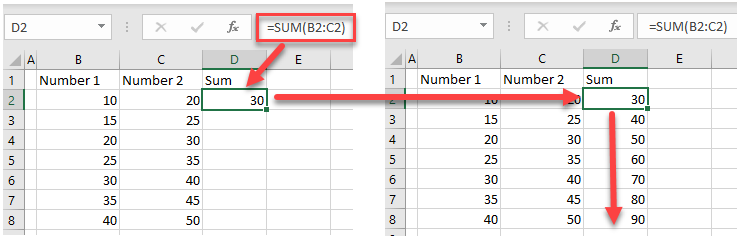 copy formula down