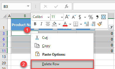 delete blank rows 7a