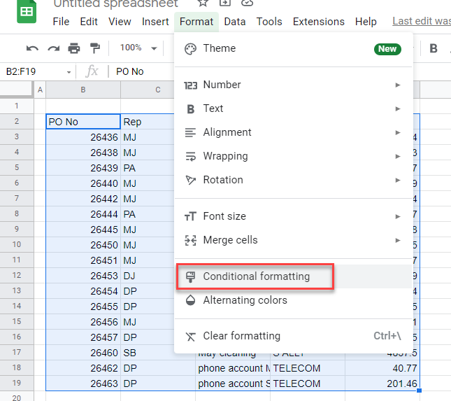 select every other gs conditional formatting