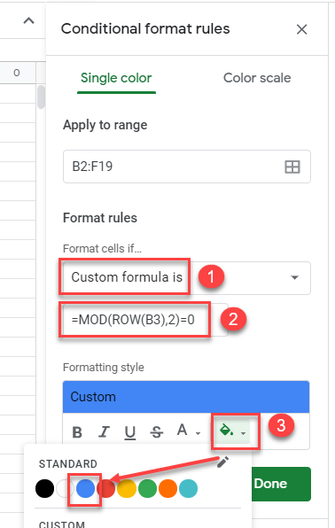 select-every other gs format rules