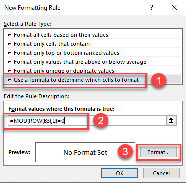 select every other row enter formula