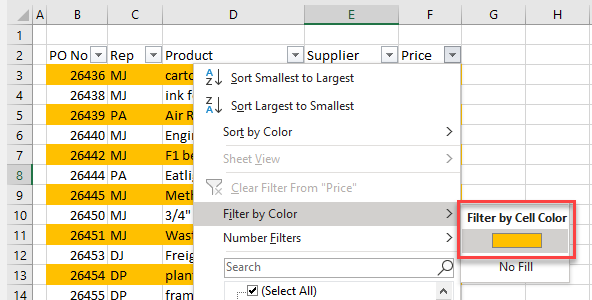 select every other row filter by color